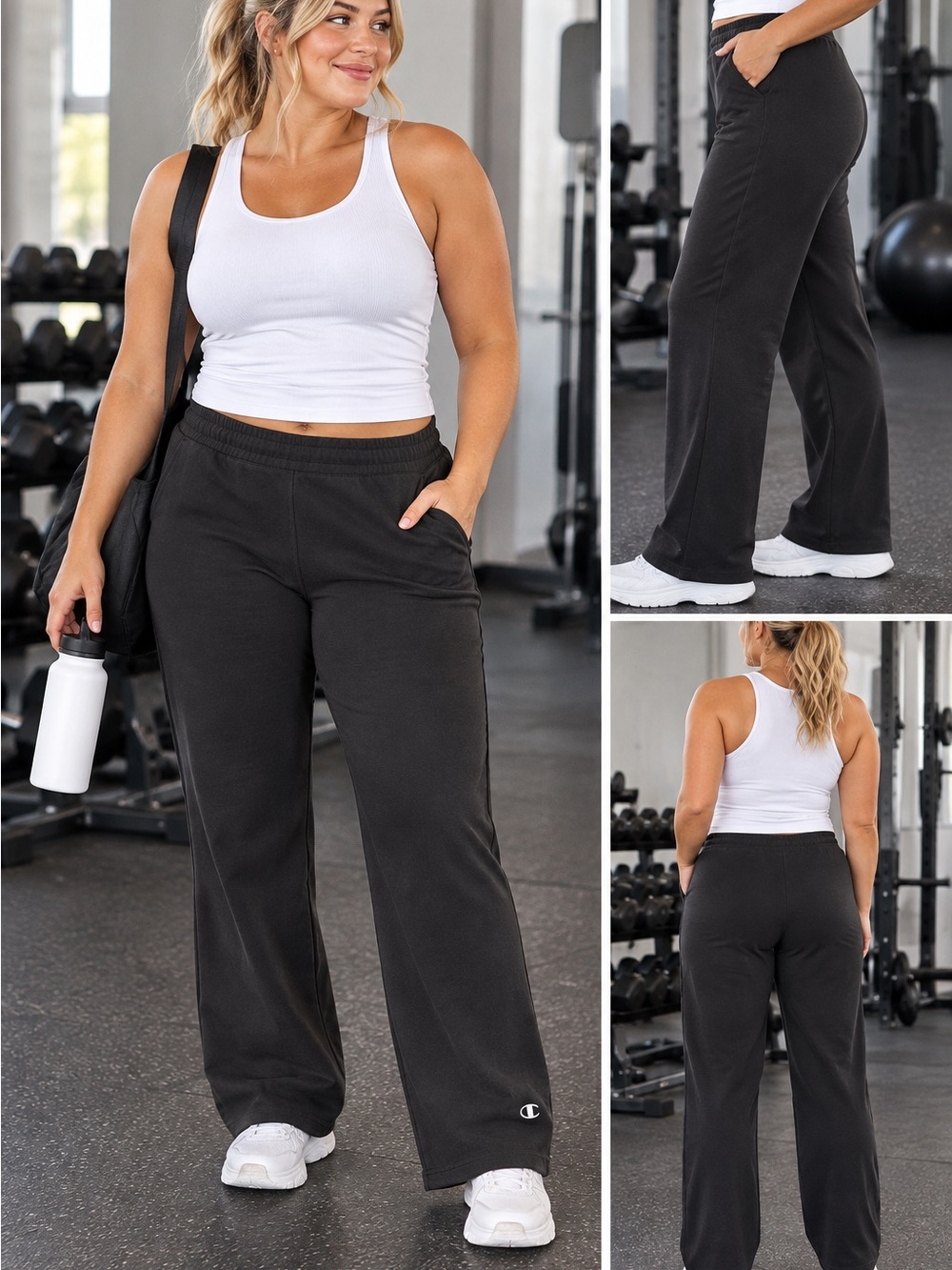 George Black Wide-Leg Sweatpants